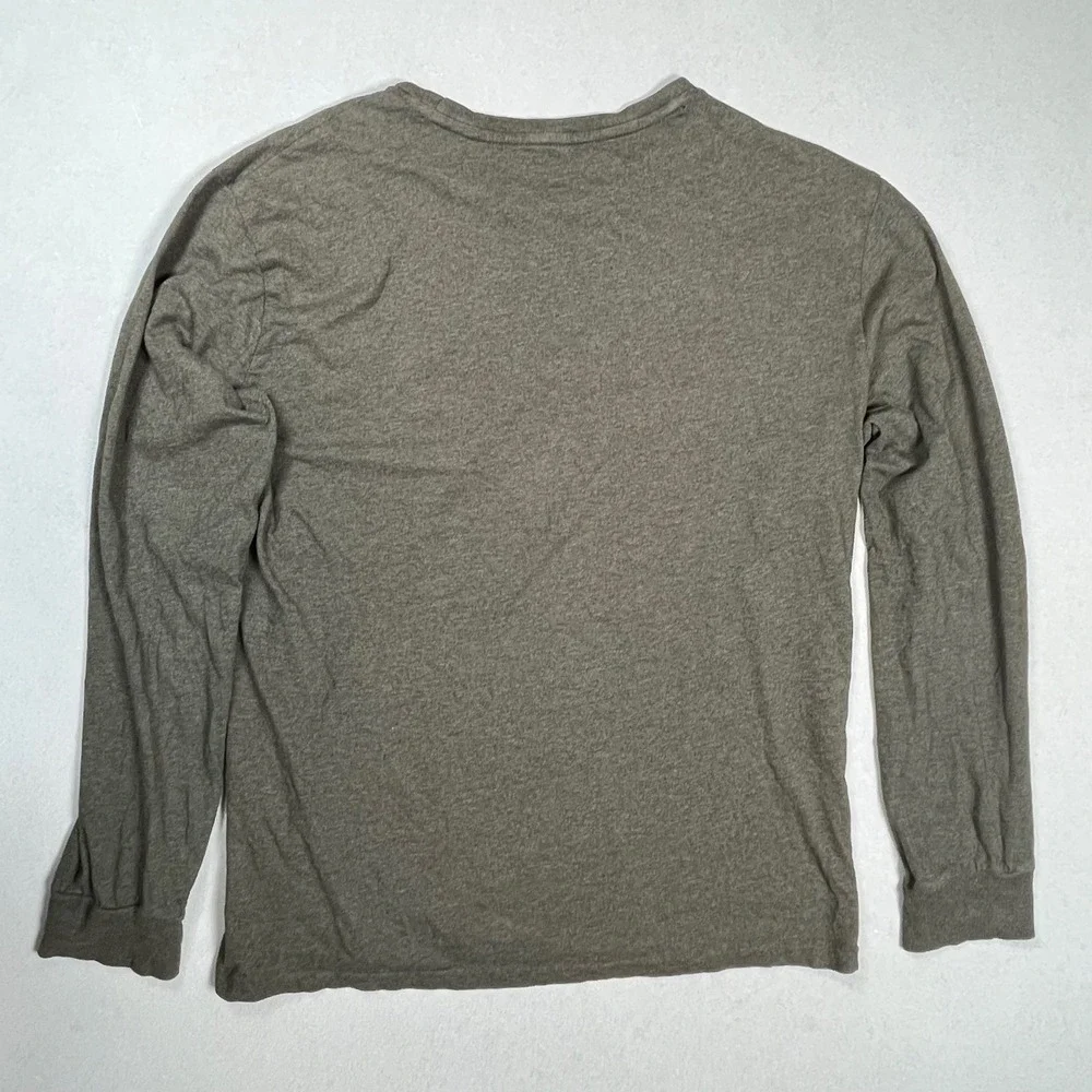 Polo Ralph Lauren Pocket Tee Mens Small Olive Green Long Sleeve Cotton Shirt